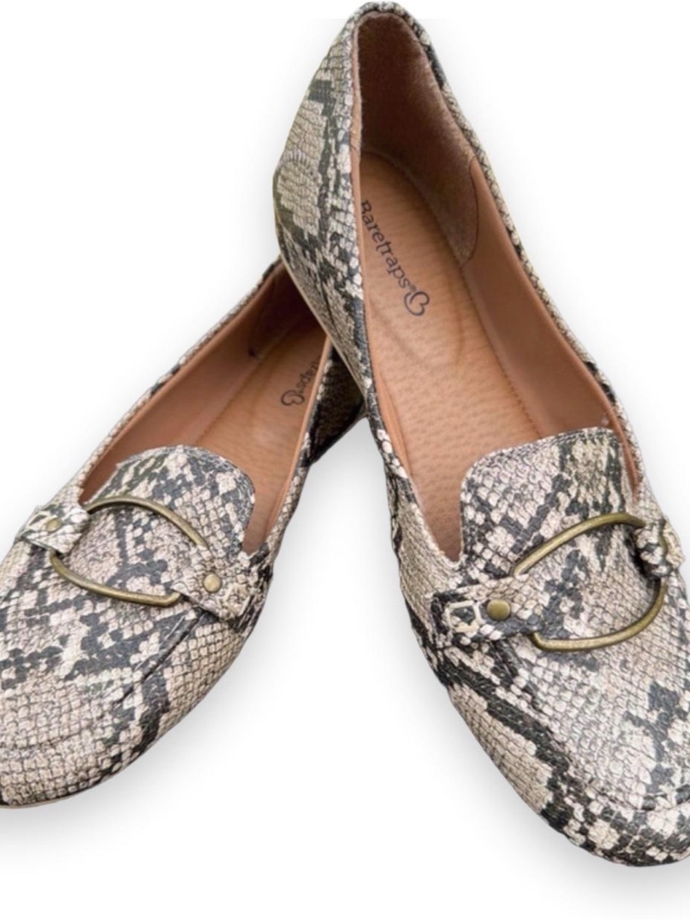 Baretraps Kellye Faux Snake-Print Loafers in Neutral Tones, Women’s Sz 8.5